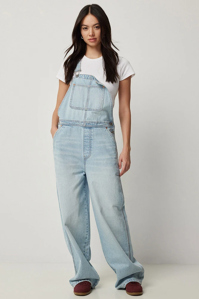 Ardene Straight Leg Denim Overalls in Light Blue | Size | 100% Cotton