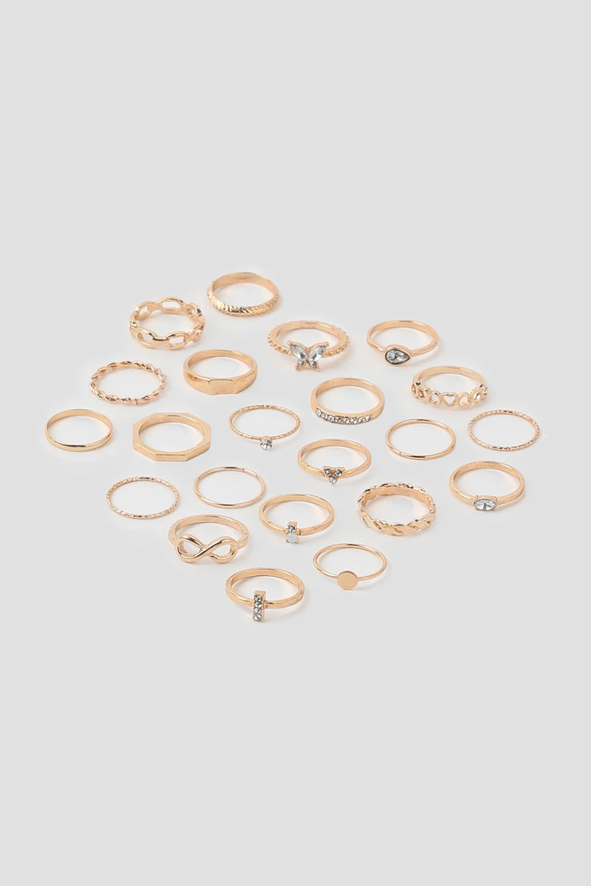 Ardene -Pack Assorted Rings in Gold | Size