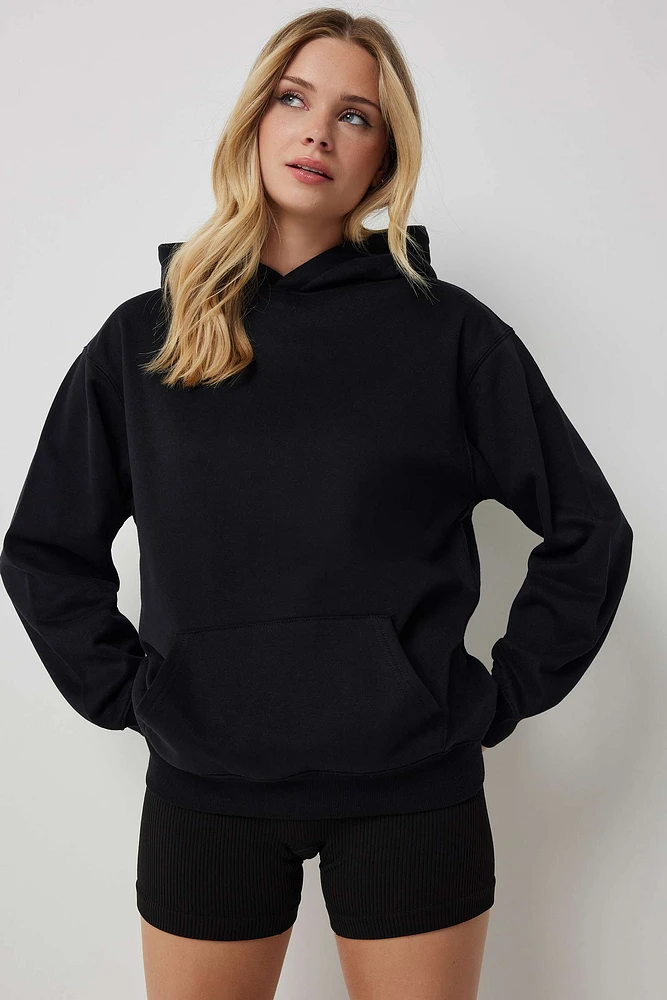 Ardene Solid Hoodie in | Size | Polyester/Cotton | Fleece-Lined | Eco-Conscious