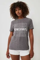 Ardene Super Soft Graphic PJ Tee in Grey | Size Small | Polyester/Elastane | Eco-Conscious