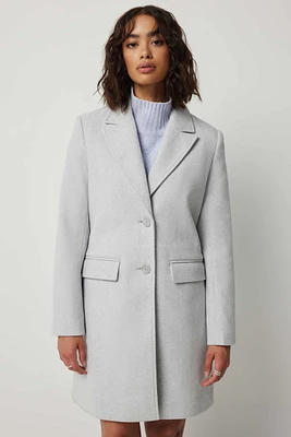 Ardene Two-Button Brushed Coat in Light Grey | Size | Polyester