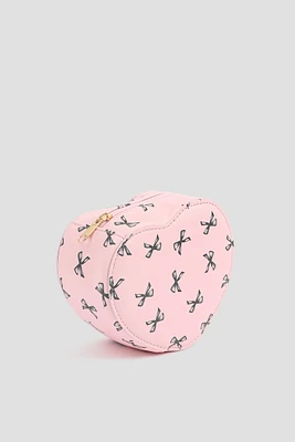 Ardene Heart Shaped Makeup Bag in Light Pink | Polyester