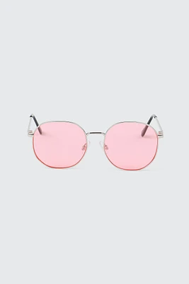 Ardene Colored lense Round Sunglasses in Light Pink