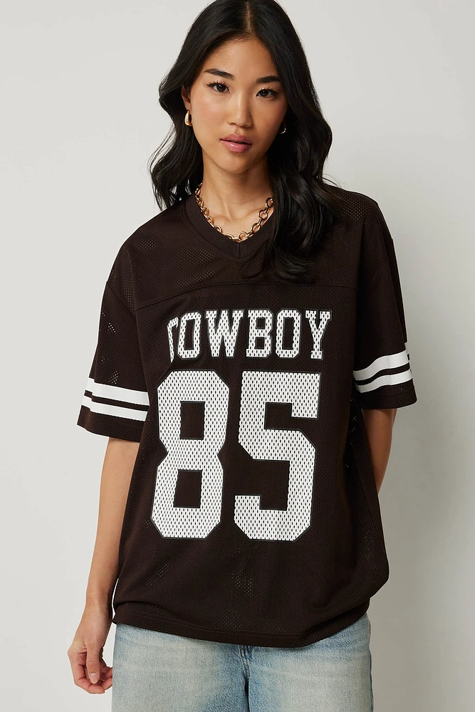 Ardene Oversized Mesh Football T-Shirt in | Size | Polyester