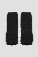 Ardene Fuzzy Knit Leg Warmers in Black | Polyamide