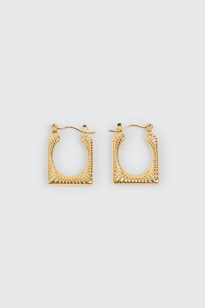 Ardene Stainless Steel Square Hoop Earrings in Gold