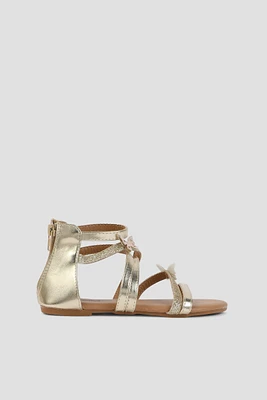 Ardene Strappy Glitter Sandals in Gold | Size | Faux Leather