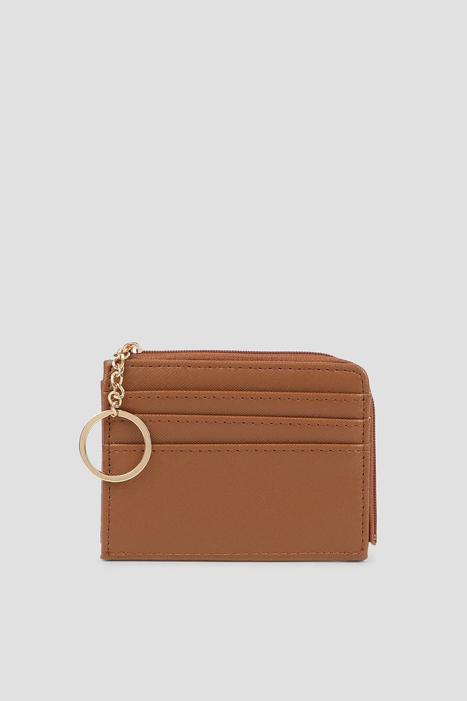 Ardene Faux Leather Cardholder in Cognac | Faux Leather/Polyester