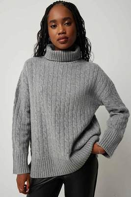 Ardene Cable Knit Turtleneck in | Size | Polyester/Spandex