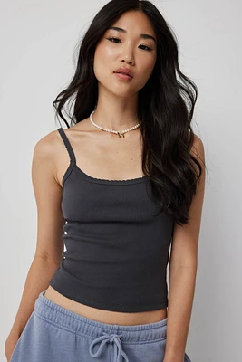 Ardene Basic Short Picot Trim Tank Top in | Size | Cotton | Eco-Conscious