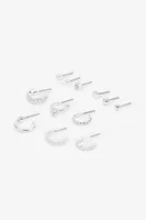 Ardene 12-Pack Mismatched Mini Hoops in Silver | Stainless Steel