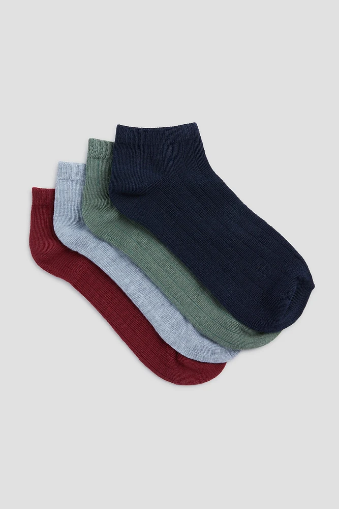 Ardene 4-Pack of Solid Crew Socks in Burgundy | Polyester/Spandex