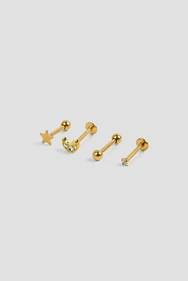 Ardene 4-Pack of Celestial Cartilage Piercings in Gold