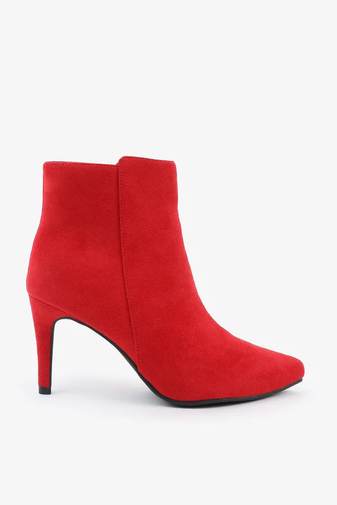 Ardene Stiletto Booties in Red | Size 7 | Faux Suede