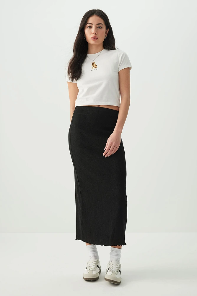 Ardene Textured Knit Maxi Skirt in Black | Size | Polyester/Spandex