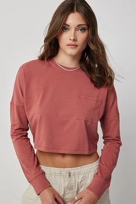 Ardene Basic Boxy Dolman Long Sleeve T-Shirt in | Size | Cotton/Elastane | Eco-Conscious