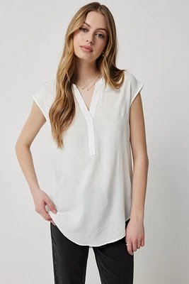 Ardene Basic Dolman Cap Sleeve Tunic in White | Size | Rayon