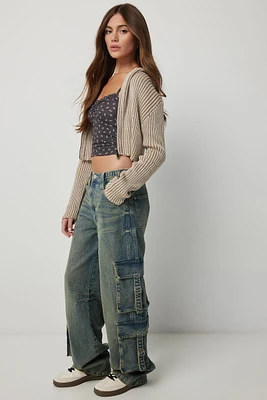 Ardene Mid Rise Wide Leg Cargo Jeans in | Size | 100% Cotton