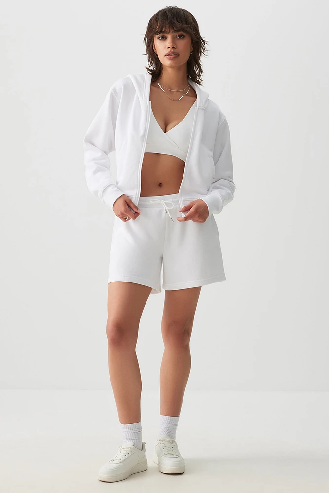Ardene MADESOFT Fleece Midi Sweatshorts in Pearl White | Size | Polyester/Cotton