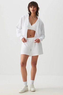 Ardene MADESOFT Fleece Midi Sweatshorts in Pearl White | Size | Polyester/Cotton