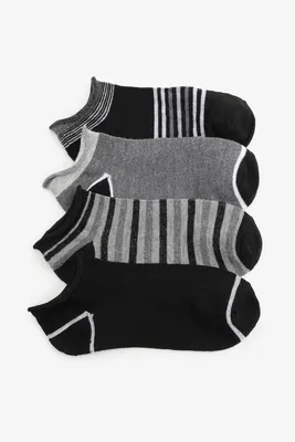 Ardene Pack of Stripes Ankle Socks in Grey | Polyester/Elastane