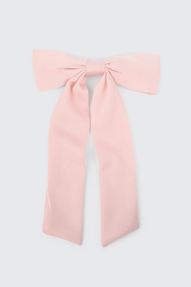 Ardene Satin Ribbon Bow Clip in Light Pink