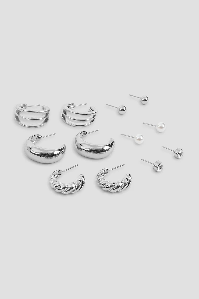 Ardene 6-Pack Hoop & Stud Earrings in Silver | Stainless Steel