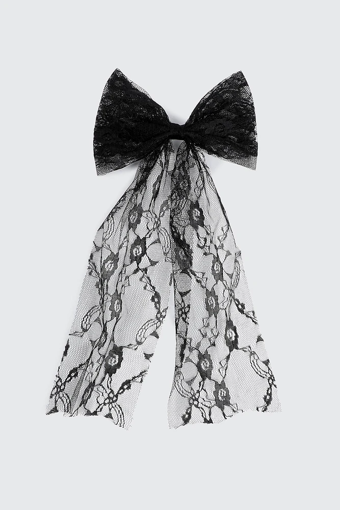 Ardene Lace Hair Bow in Black