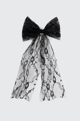 Ardene Lace Hair Bow in Black