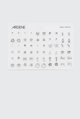 Ardene 30-Pack Silver Tone Stud Earrings | Stainless Steel