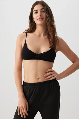 Ardene Lace Trim Seamless Rib Bralette in | Size | Nylon/Elastane