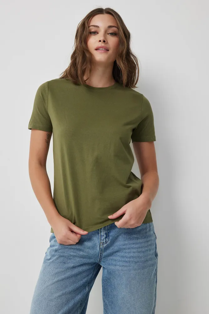 Women's Cotton Fitted Long Length T Shirts Short Sleeve Basic