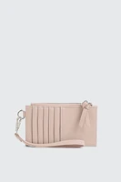 Ardene Topstitched Flat Wallet in Light Pink | 100% Recycled Polyester/Faux Leather | Eco-Conscious