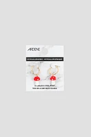 Ardene Hoop Earring with Mushroom Charm in Red | Stainless Steel