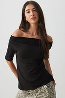 Ardene Off Shoulder Long T-Shirt in | Size | Elastane/Viscose