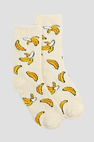 Ardene Banana Cozy Socks in Light Yellow | Polyester/Spandex