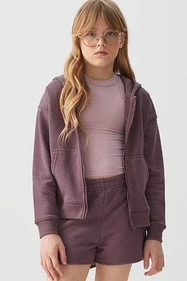 Ardene Kids French Terry Zip Up Hoodie in Purple | Size | Polyester/Cotton | Eco-Conscious