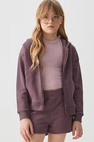 Ardene Kids French Terry Zip Up Hoodie in Purple | Size | Polyester/Cotton | Eco-Conscious