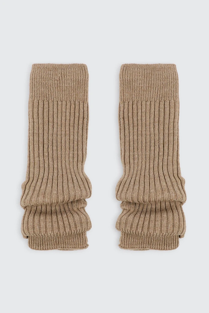 Ardene Ribbed Leg Warmers in Brown | Polyester/Polyamide