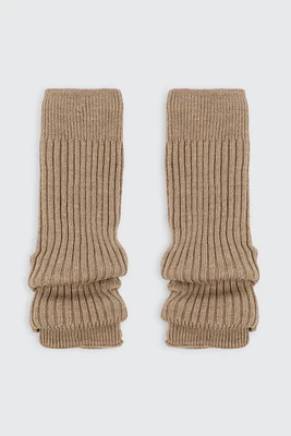 Ardene Ribbed Leg Warmers in Brown | Polyester/Polyamide