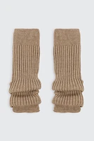 Ardene Ribbed Leg Warmers in Brown | Polyester/Polyamide