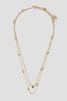 Ardene Two-Row Heart and Ball Necklace in Gold | Eco-Conscious | 100% Recycled