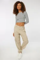 Ardene Regular Rise Cargo Jogger Pants in Beige | Size | Cotton/Elastane