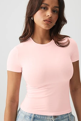 Ardene Super Soft Fitted T-Shirt in Light Pink | Size | Polyester/Elastane