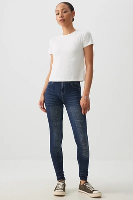 Ardene Denim-Like Leggings in Dark Blue | Size | Polyester/Rayon/Spandex