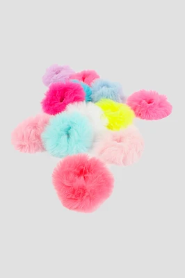 Ardene Kids 12-Pack Faux Fur Scrunchies in Pink