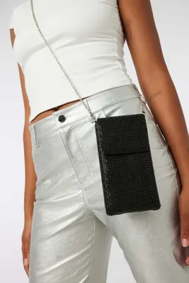 Ardene Crystal Phone Bag in Black | Polyester