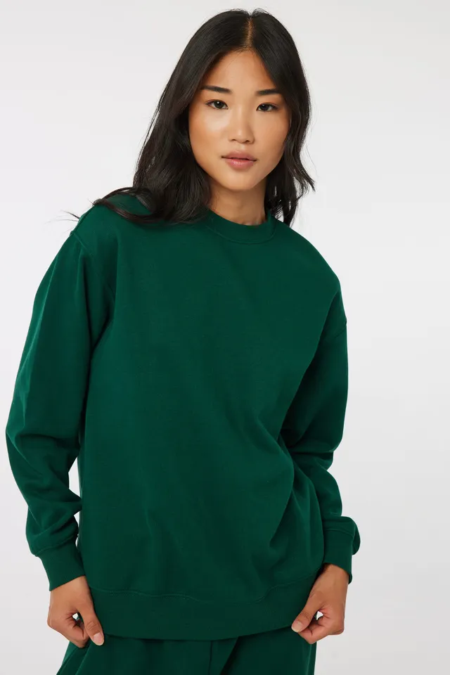 Ardene Classic Crew Neck Sweatshirt in Dark, Size, Polyester/Cotton, Fleece-Lined, Eco-Conscious