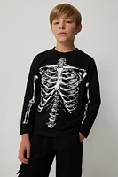 Ardene Kids Long Sleeve Skeleton T-Shirt in Black | Size | 100% Cotton