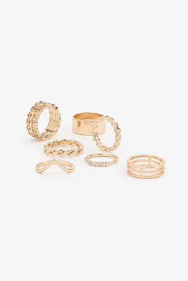 Ardene 7-Pack Filigree Rings in Gold | Size Small